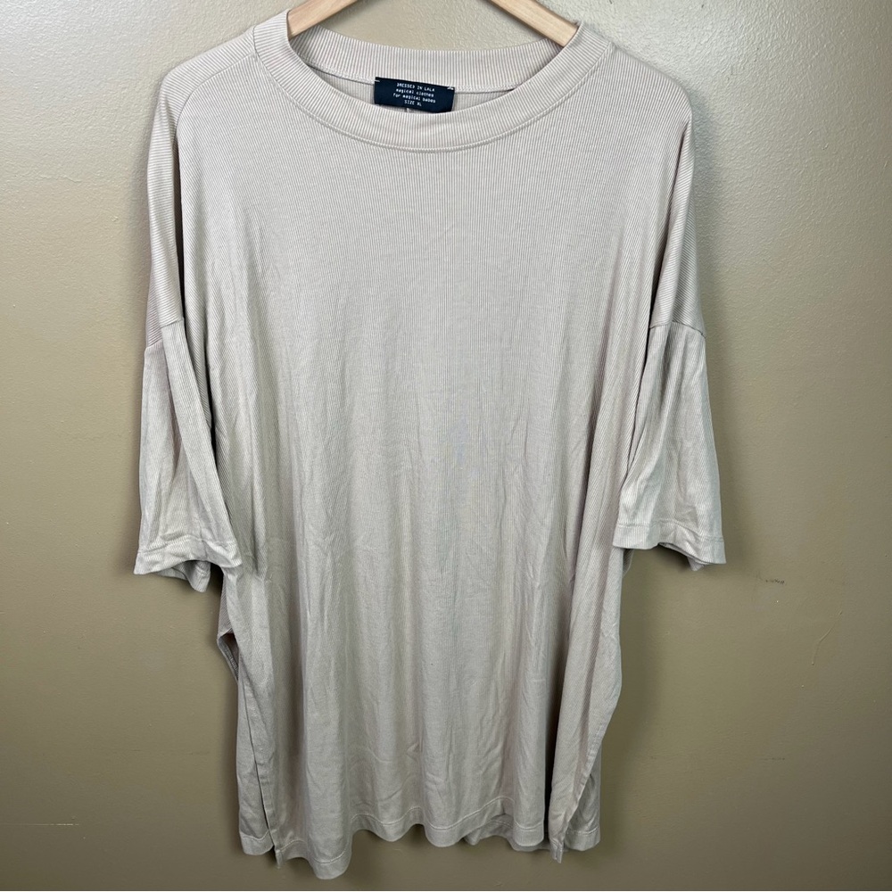 Dressed In LALA Tan Ribbed Tunic Shirt Women's XL
